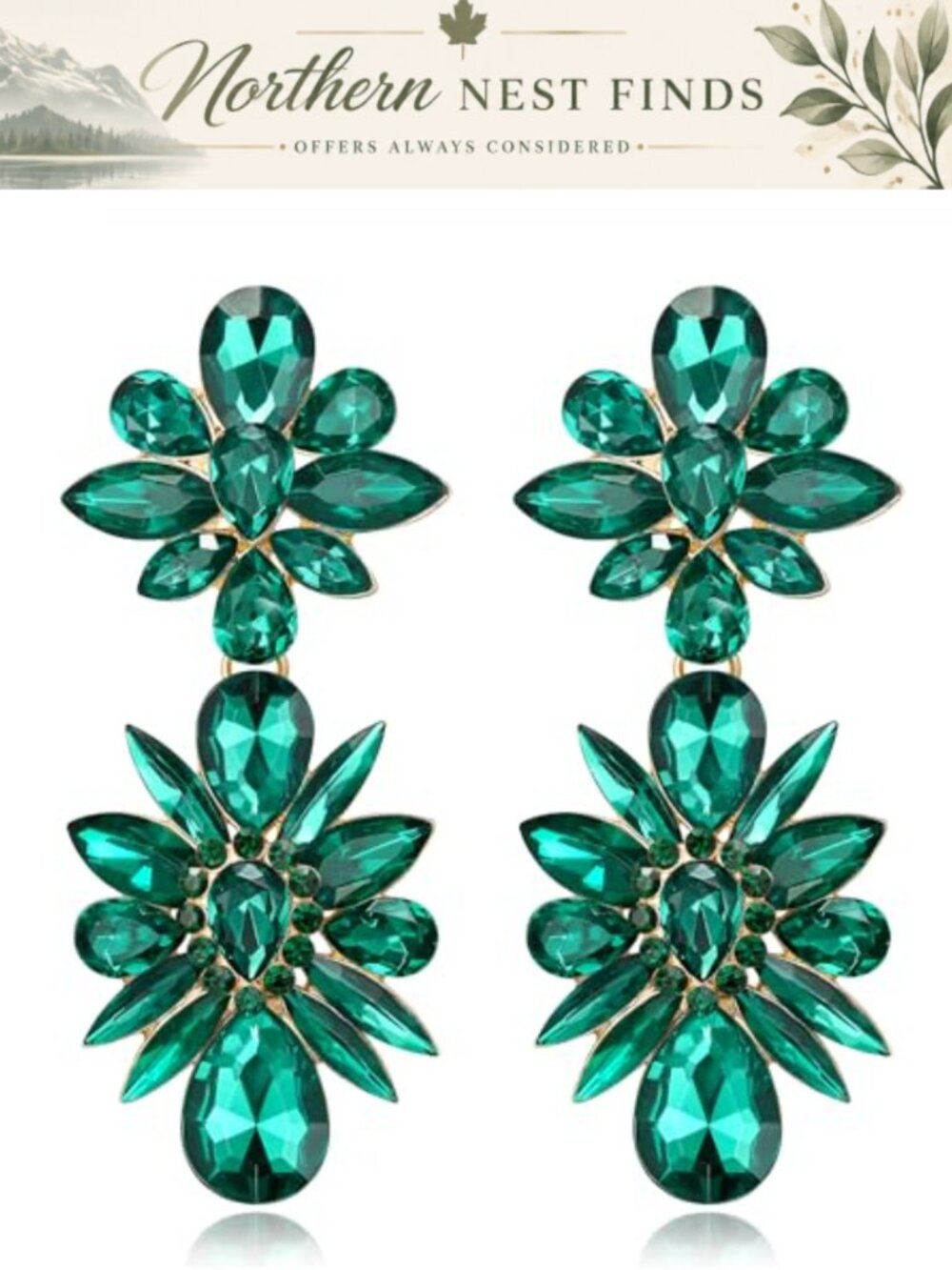 Austrian Crystal Chandelier Dangle Statement Earrings for Bride Wedding Prom